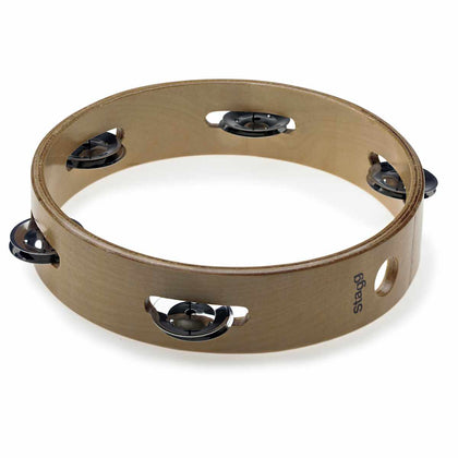 Stagg Headless Wooden Tambourine - 8in - 1 Row of Jingles