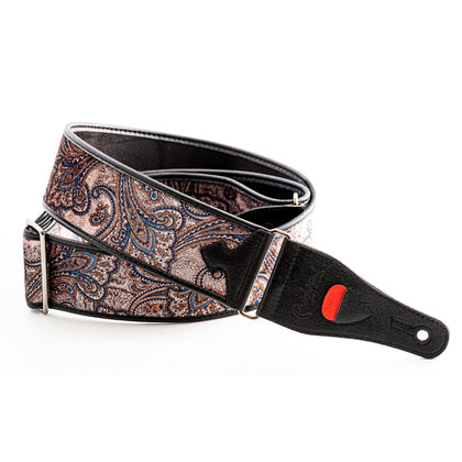 RightOn! Straps Paisley Velvet-60 Brown Guitar Strap