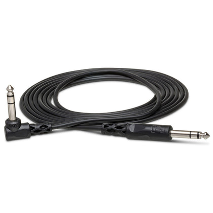 Hosa Balanced Interconnect Cable - 1/4in TRS to Same - Straight to Right-Angle - 15 ft.