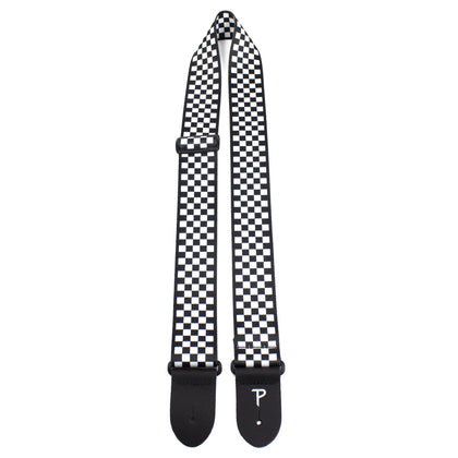 Perri's Leathers 2 in. Polyester Guitar Strap - Black/White Checker Design