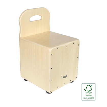 Stagg Basswood Kid's Cajón w/ EasyGo Backrest - Natural-Coloured Front Board