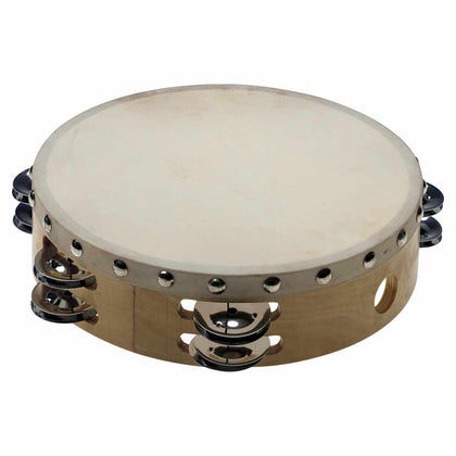 Stagg Pre-Tuned Wooden Tambourine  - 8in - 2 Rows of Jingles