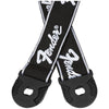 Fender Quick Grip Locking End Straps - Black with White Running Logo - 2in