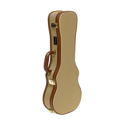 Stagg Vintage-Style Series Deluxe Hardshell Case for Concert Ukulele - Gold Tweed