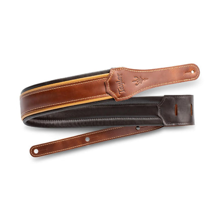 Taylor Century 2.5 in. Leather Guitar Strap - Medium Brown/Butterscotch/Black