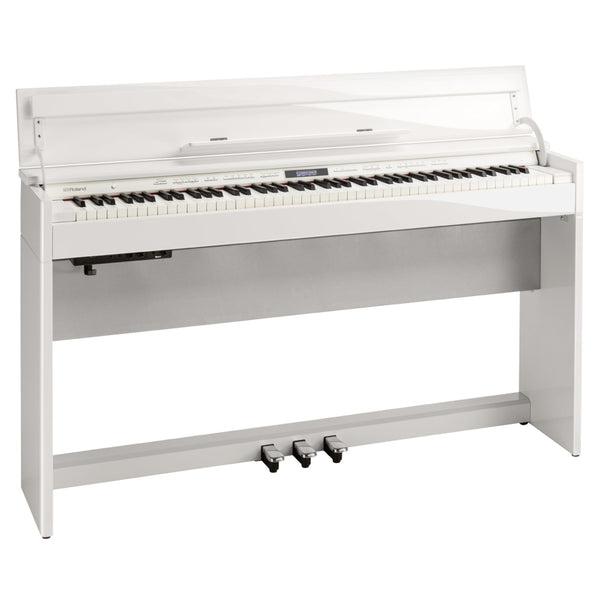 Roland DP 603 Digital Upright Piano with Stand Polished White Bananas at Large Musical Instruments Pro Audio