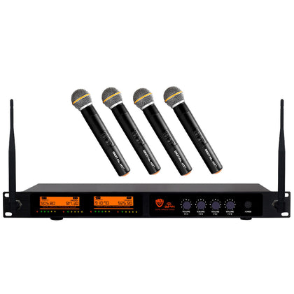 Nady Quad Receiver Fixed Channel Digital Handheld Microphone Wireless System