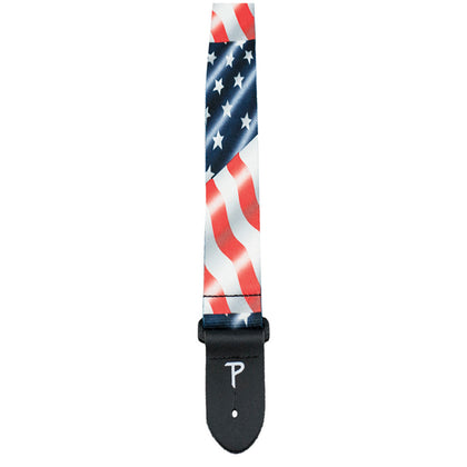 Perri's Leathers 2 in. USA Waving Flag Design on Polyester Guitar Strap