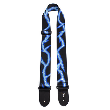 Perri's Leathers Blue Lightning Bolt Design on Polyester 2 in. Guitar Strap