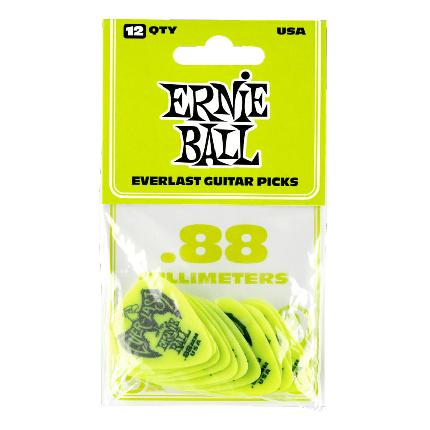 Ernie Ball .88mm Everlast Tortex Picks 12 Pack Green Bananas at Large Musical Instruments Pro Audio