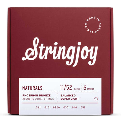 Stringjoy Naturals | Super Light Gauge (11-52) Phosphor Bronze Acoustic Guitar Strings