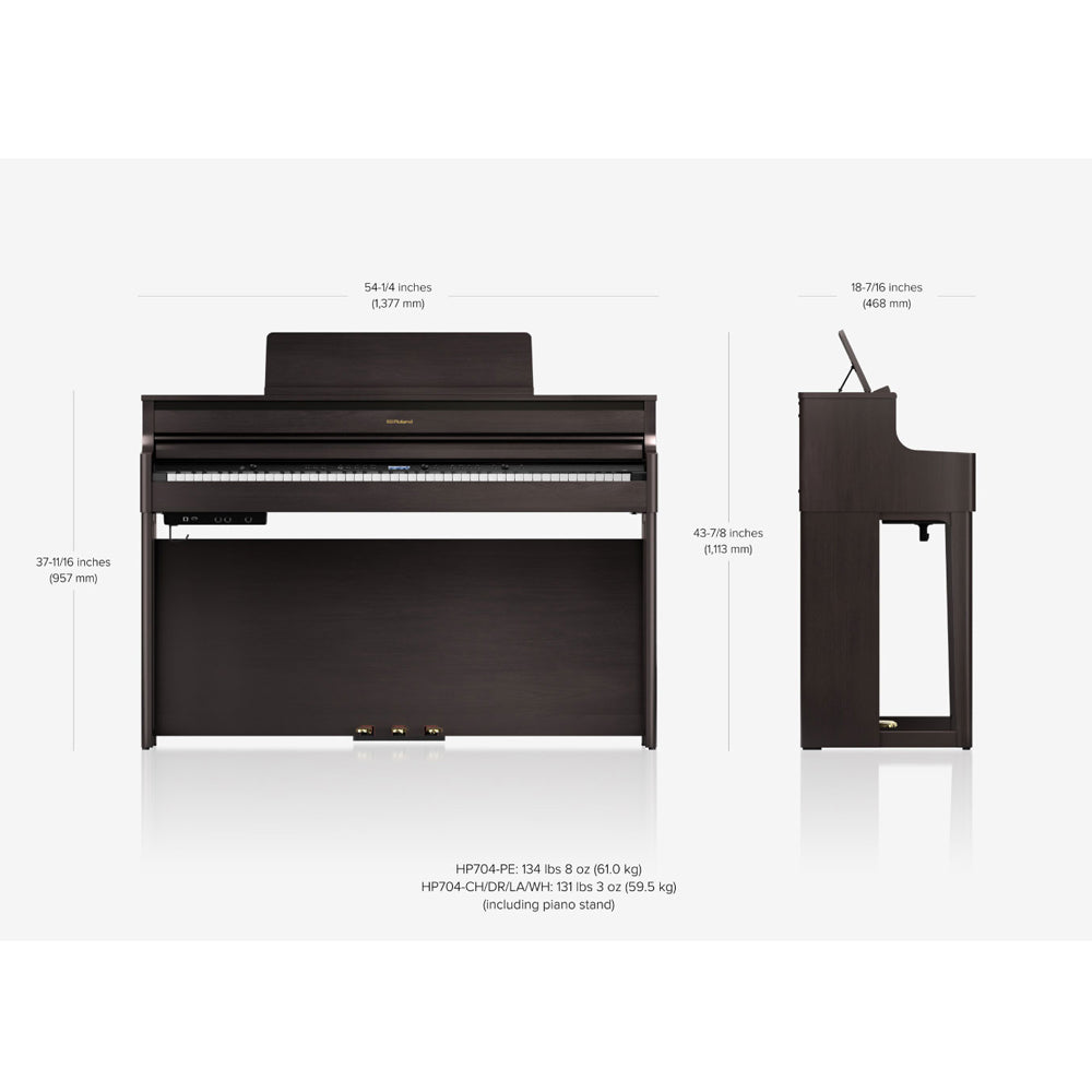 Roland HP-704 Digital Upright Piano with Stand and Bench - Charcoal Bl –  Bananas at Large® Musical Instruments & Pro Audio