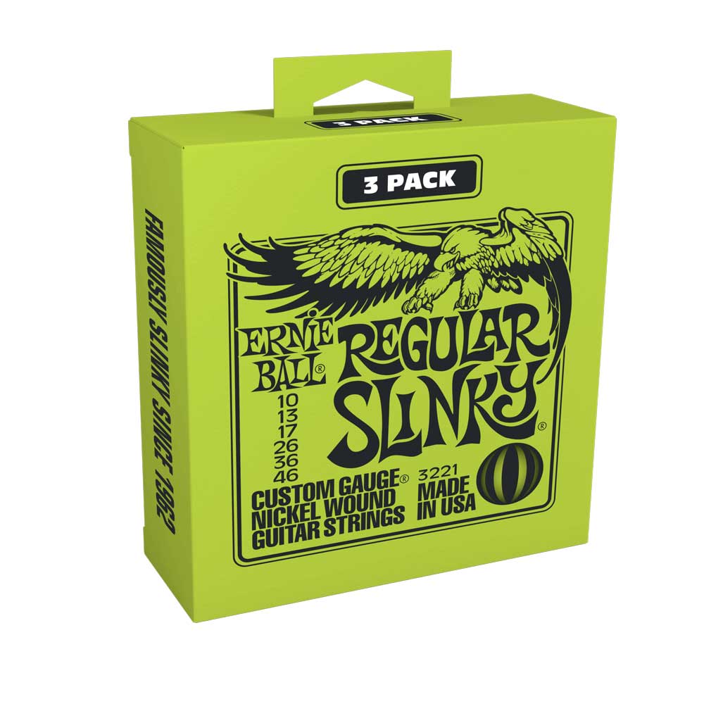 Ernie Ball 3221 Electric Guitar String Set 3 Pack Nickel Wound Regular Slinky 10 46