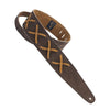 Henry Heller Double Layer Premium Suede Guitar Strap with Leather X's, Chocolate/Brown